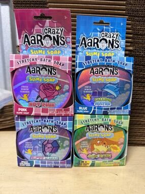 Crazy Aaron's Slime Soap lot of 4 - blue, pink, green/yellow, Viral